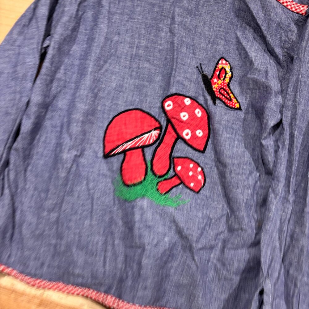 Vintage 70s Montgomery Ward Shirt Womens Medium Chain Stitched Mushrooms - Picture 13 of 15